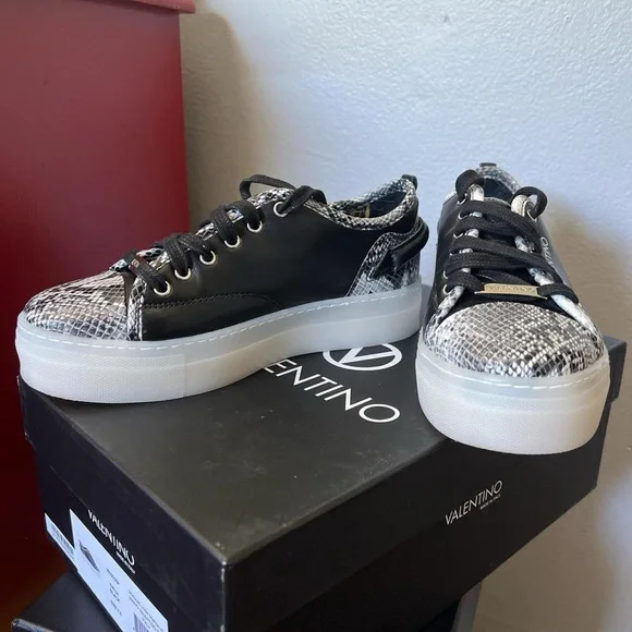 Valentino Black and Snake Print Women's Sneakers - Picture 3 of 8